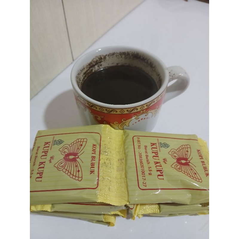 

kopi kupu kupu / kopi hitam / kopi bubuk / cap kupu kupu / 1pak kemasan 5.5gram.