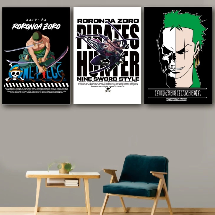 GILAN Poster Kayu Anime ONE PIECE RORONOA ZORO Poster Kayu Keren Anime