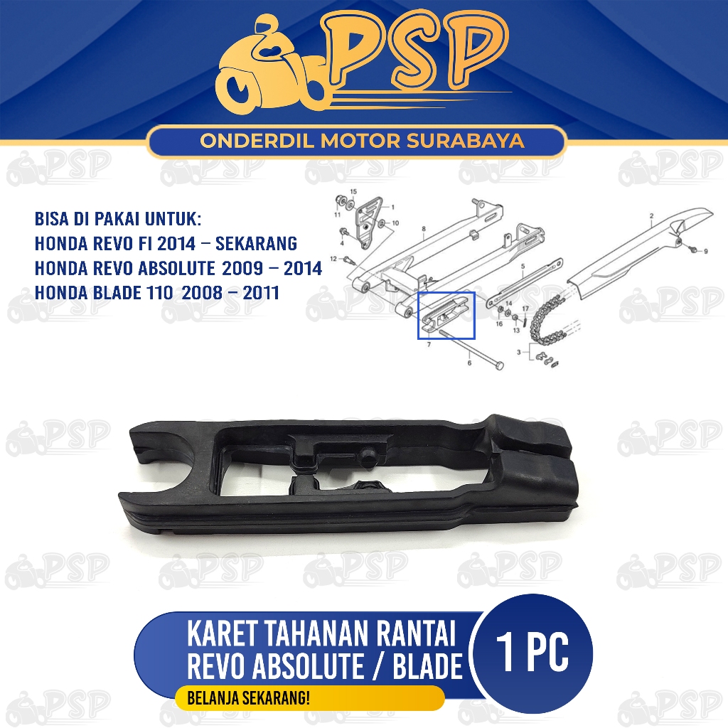Karet Tahanan Rantai Revo Absolute - Bantalan Peredam Setelan Rante Swing Arm Blade Revo Fit X Fit S