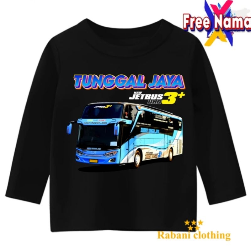BAJU UNISEX KAOS BUS TUNGGAL JAYA kaos anak lengan panjang