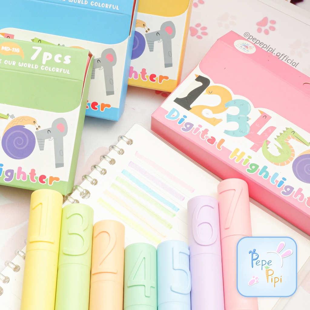 

(1 pcs) Highlighter One Meter Sunshine MD-116 Angka Penanda Pastel Marker Textlighter Textliner