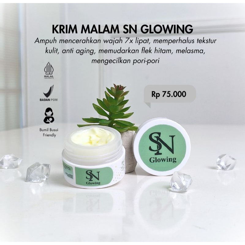Briggtening night cream / cream malam SN glowing