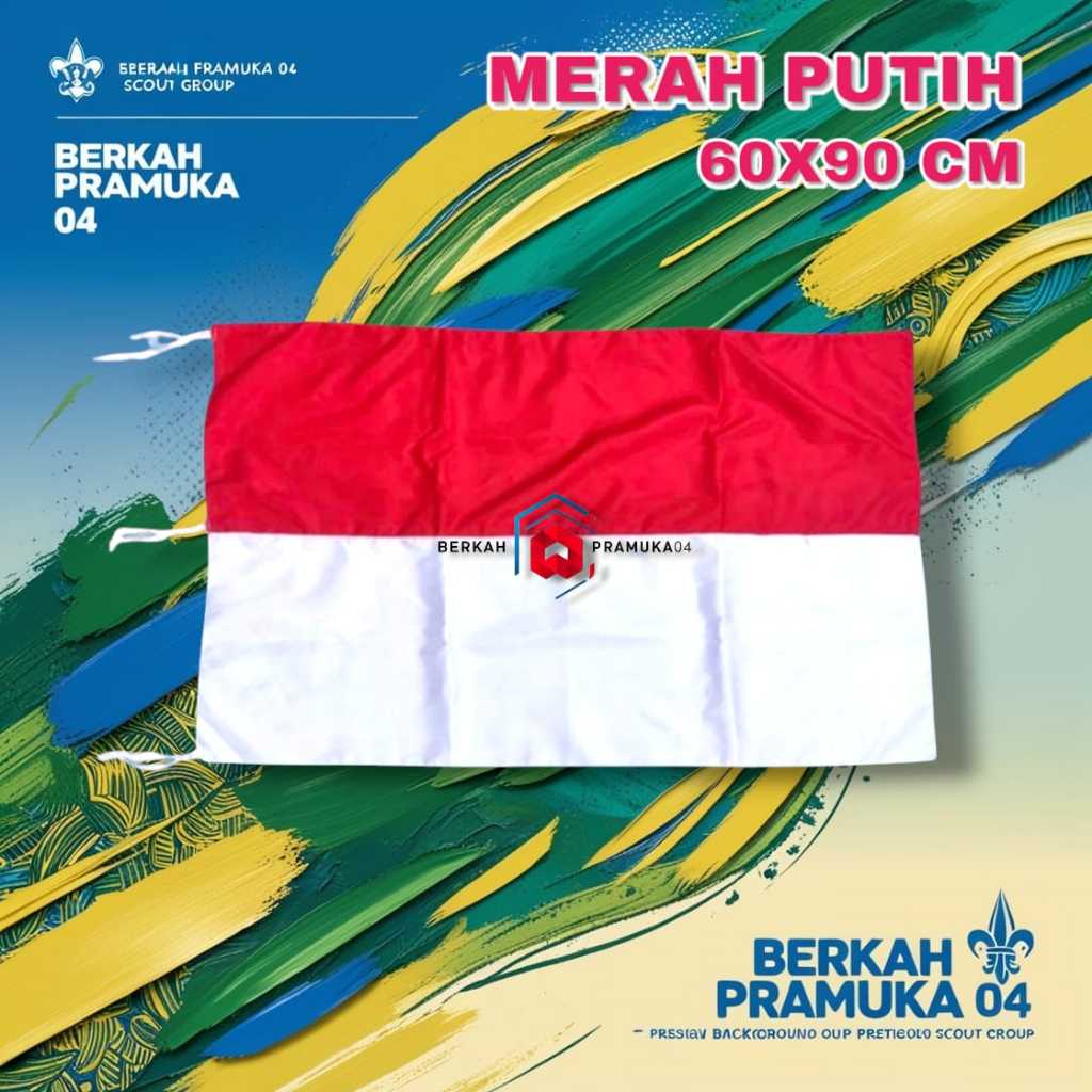 Bendera merah putih indonesia bahan satin peles 60 x 90 cm