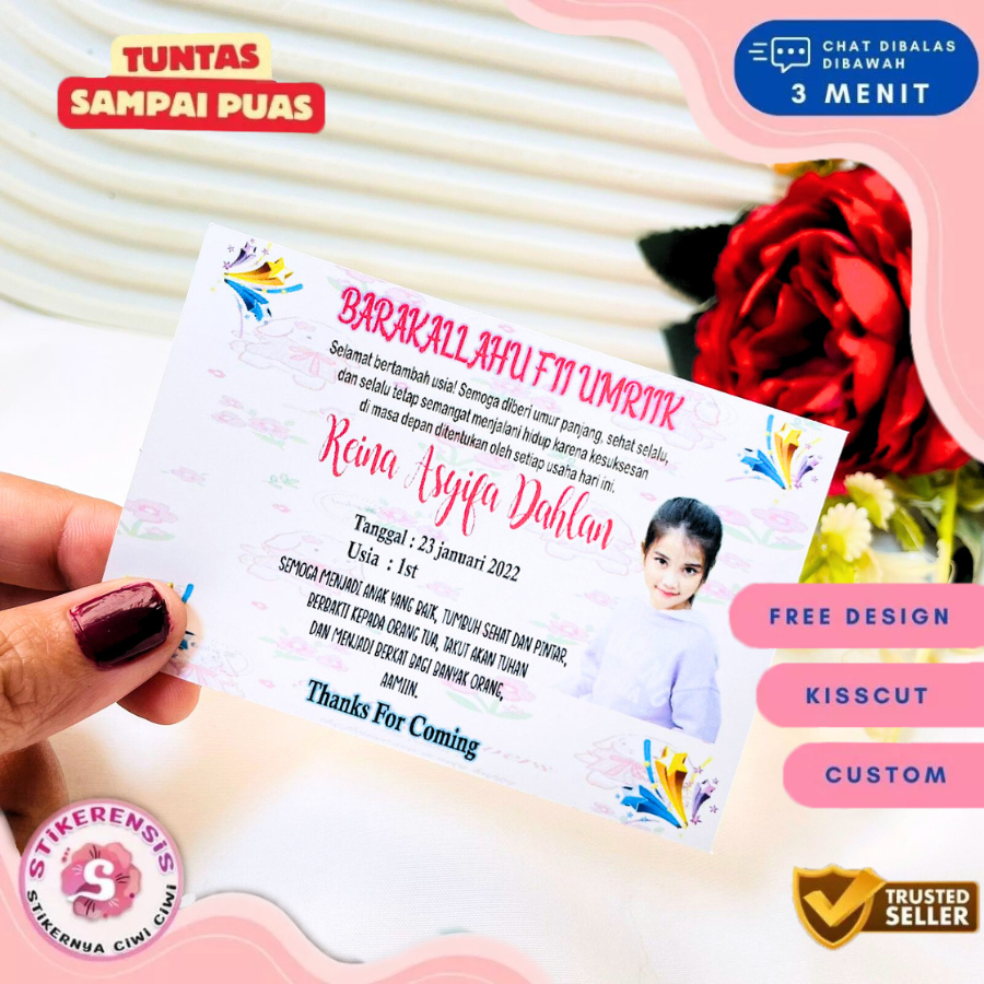 

Stikerensis Print Sticker Ulang Tahun Anak Stiker Label Ultah Ulang Taun Bentuk Persegi Free Desain