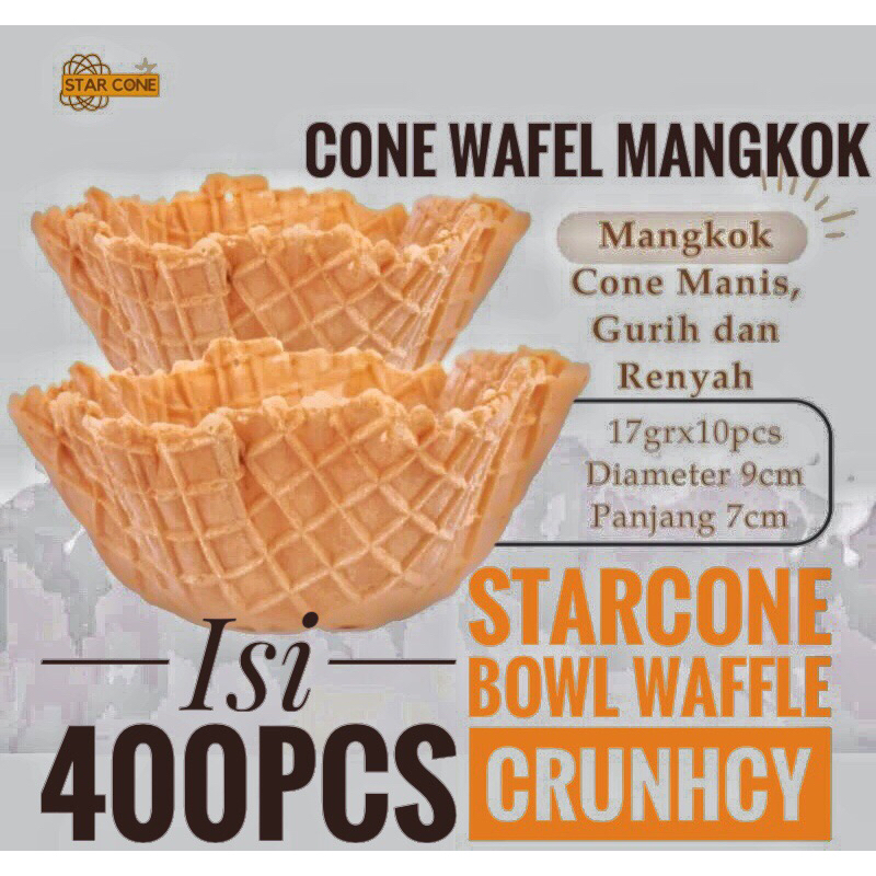 

Star Cone paket usaha 400pcs WAFFLE BOWL SUGAR CONE ES KRIM MANGKOK isi 400pcs packing styrefoam