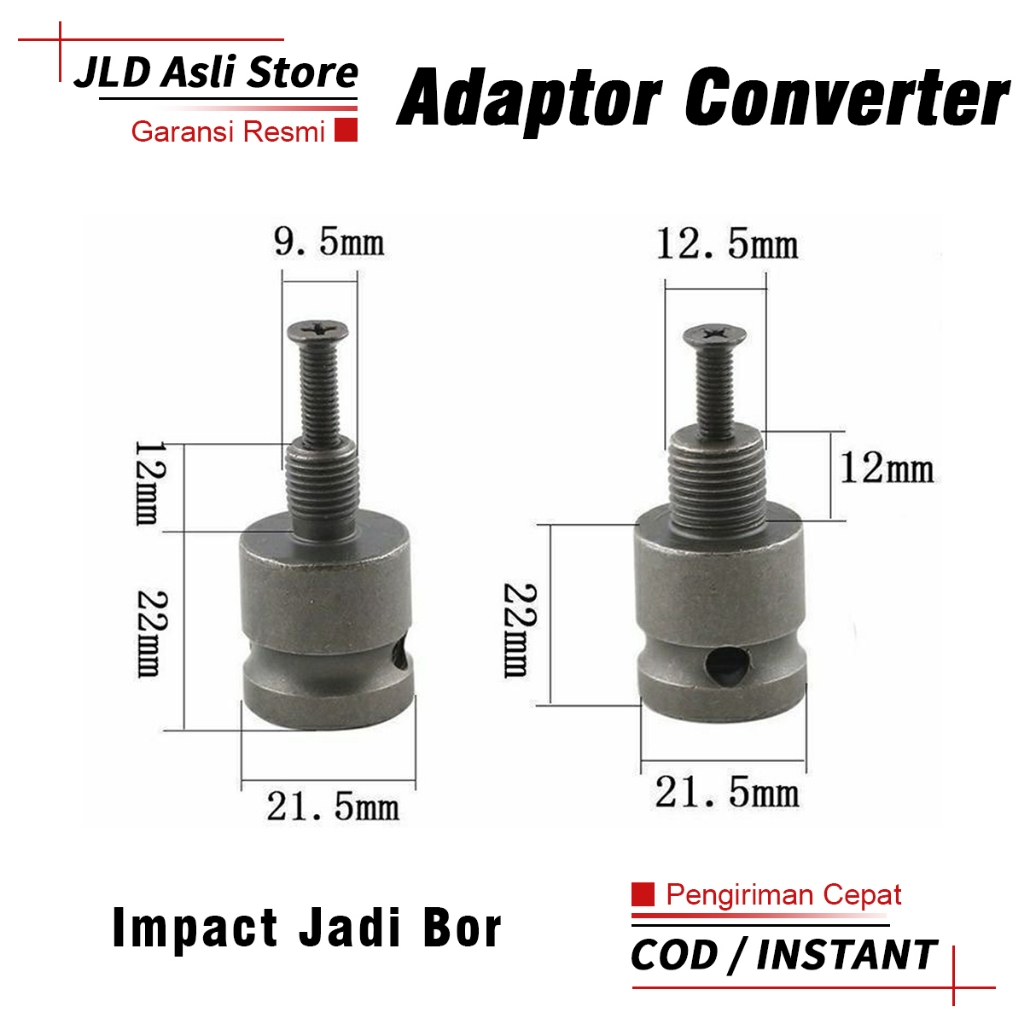 JLD Adaptor Impact Ke Kepala Bor 10MM/13MM Converter