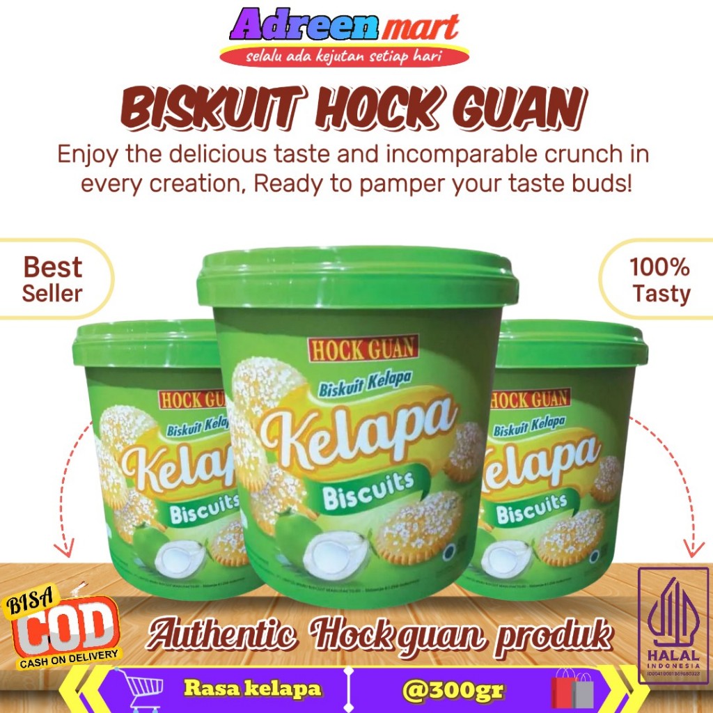 Biskuit Hock Guan Rasa kelapa Ember 300gr