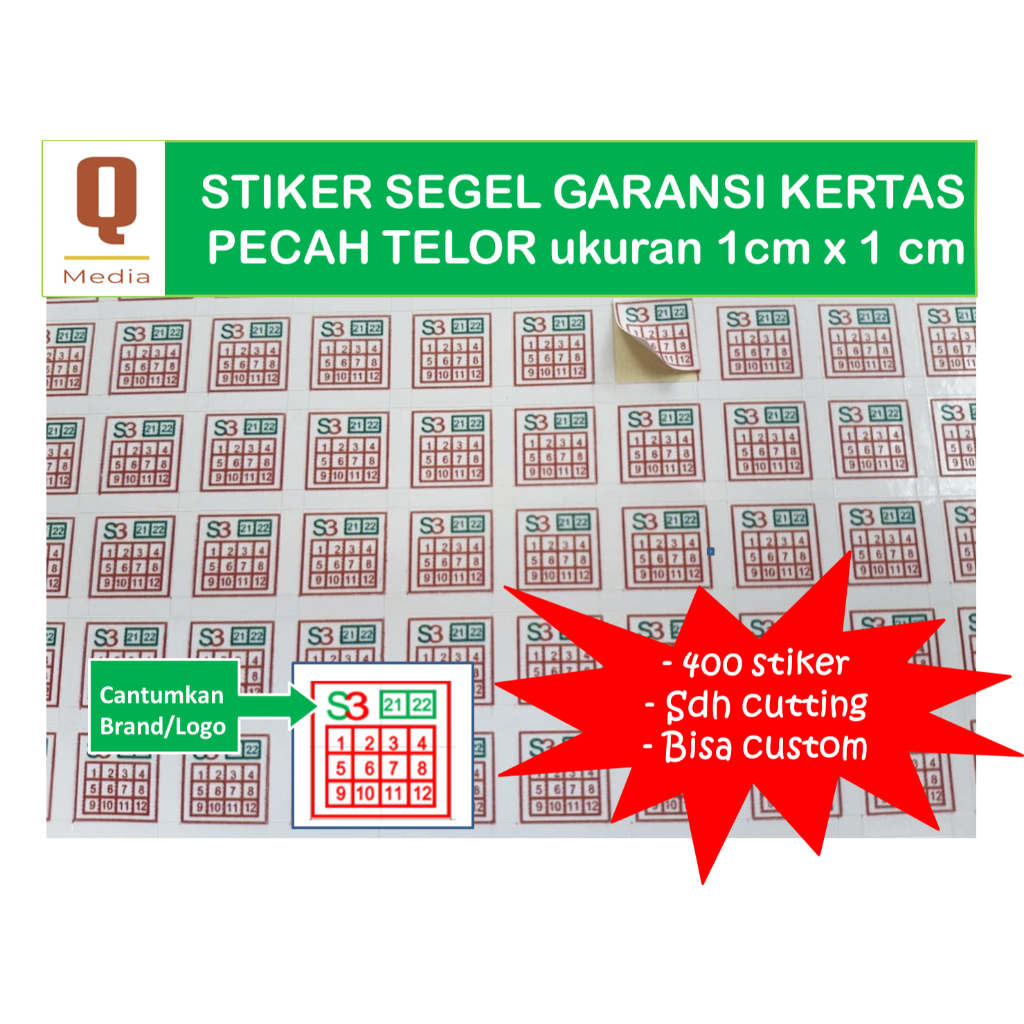 

Cetak KILAT Stiker Khusus Segel Garansi 1cmx1cm Kertas Pecah Telor