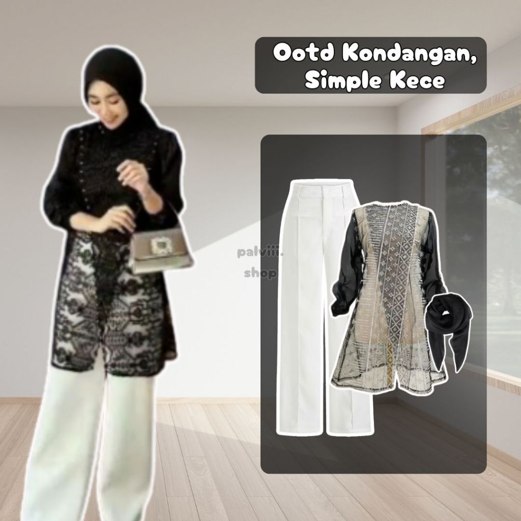 ✅Setelan Wanita Outer Tunik Brokat + Kulot + Bella Hijab Style Ootd Hijab Wanita Setelan 3IN 1 Murah