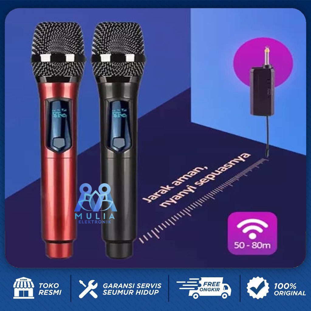 Mic Professional Wireless Microphone Double isi 2 Fleco M-31/ Mic Wireless Karaoke Fleco M-31 PROMO