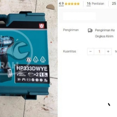 

MESIN BOR CORDLESS MAKITA BOR CHARGE BOR BATERAI HP333 HP 333 DWYE