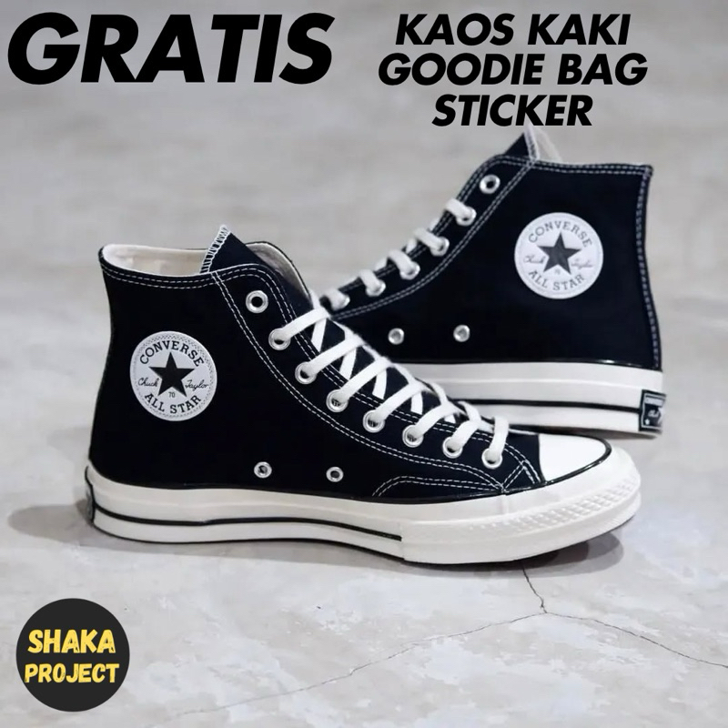 Converse - Sepatu Converse 70s Chuck Taylor Black White Made In Vietnam Sneakers Converse Hitam Puti