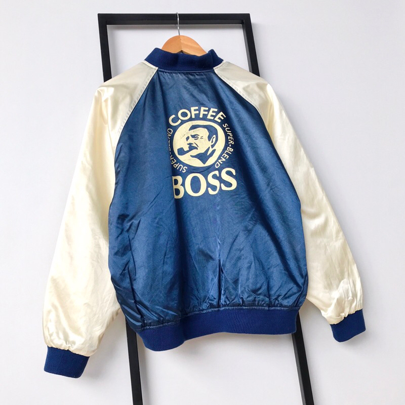 L/XL Vintage SUNTORY COFFEE BOSS Varsity Windbreaker Jacket