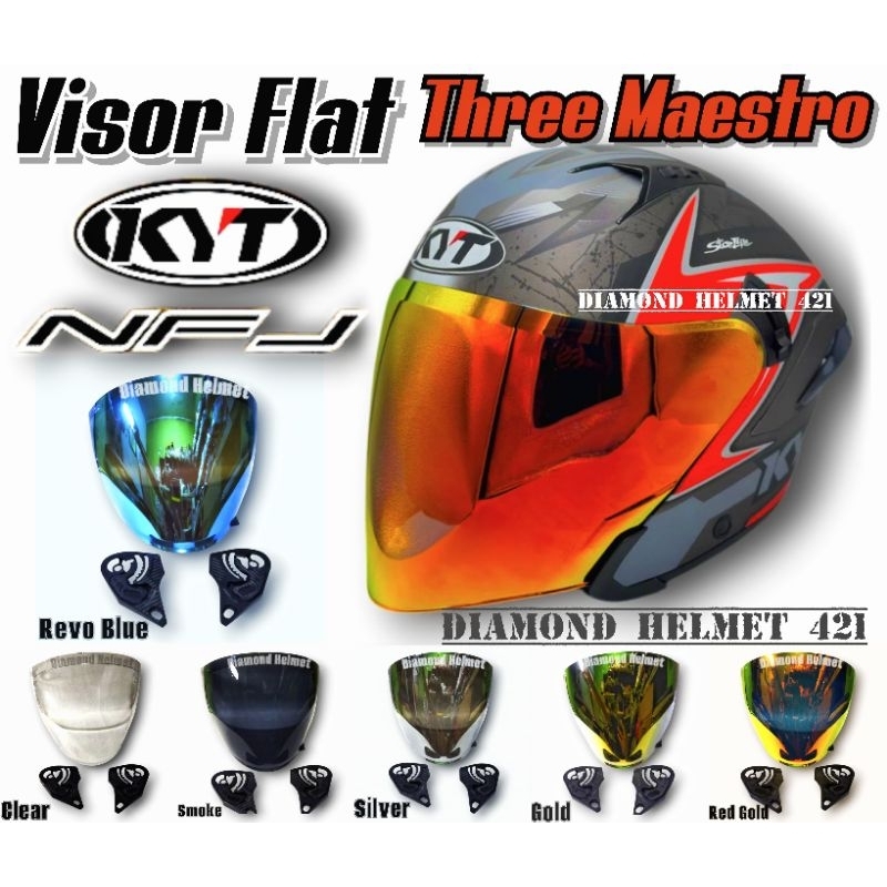 Kaca Helm KYT NFJ Flat Iridium Visor Helmet  Flat KYT NFJ
