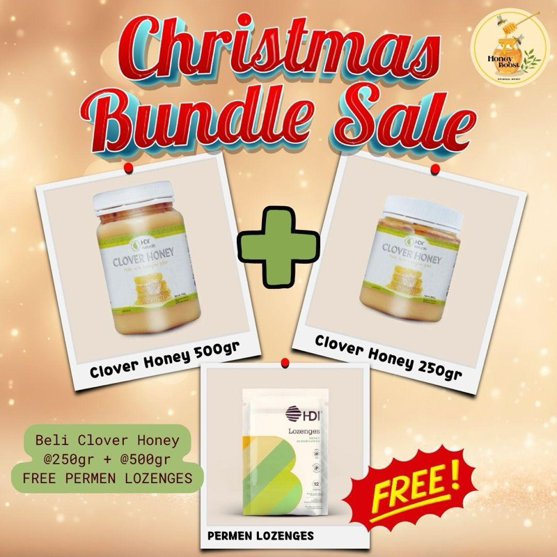 

PROMO CHRISTMAS BUNDLE SALE MADU CLOVER HONEY FREE PROLIZ LOZENGES ORIGINAL 100%