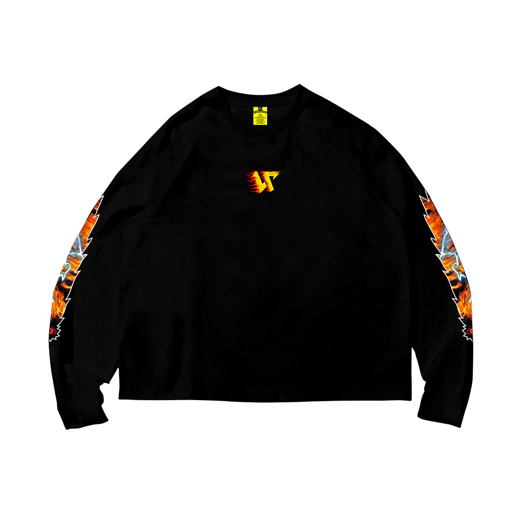 LITTLEROCK Longsleeve Boxy Heavyweight 16s Onfire Logo Black | Baju Kaos Skena