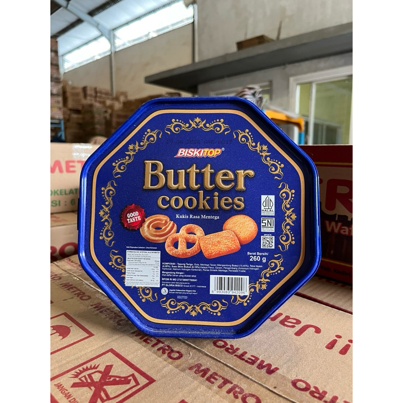 

Butter Cookies Biskitop Kaleng Biru Segi 8