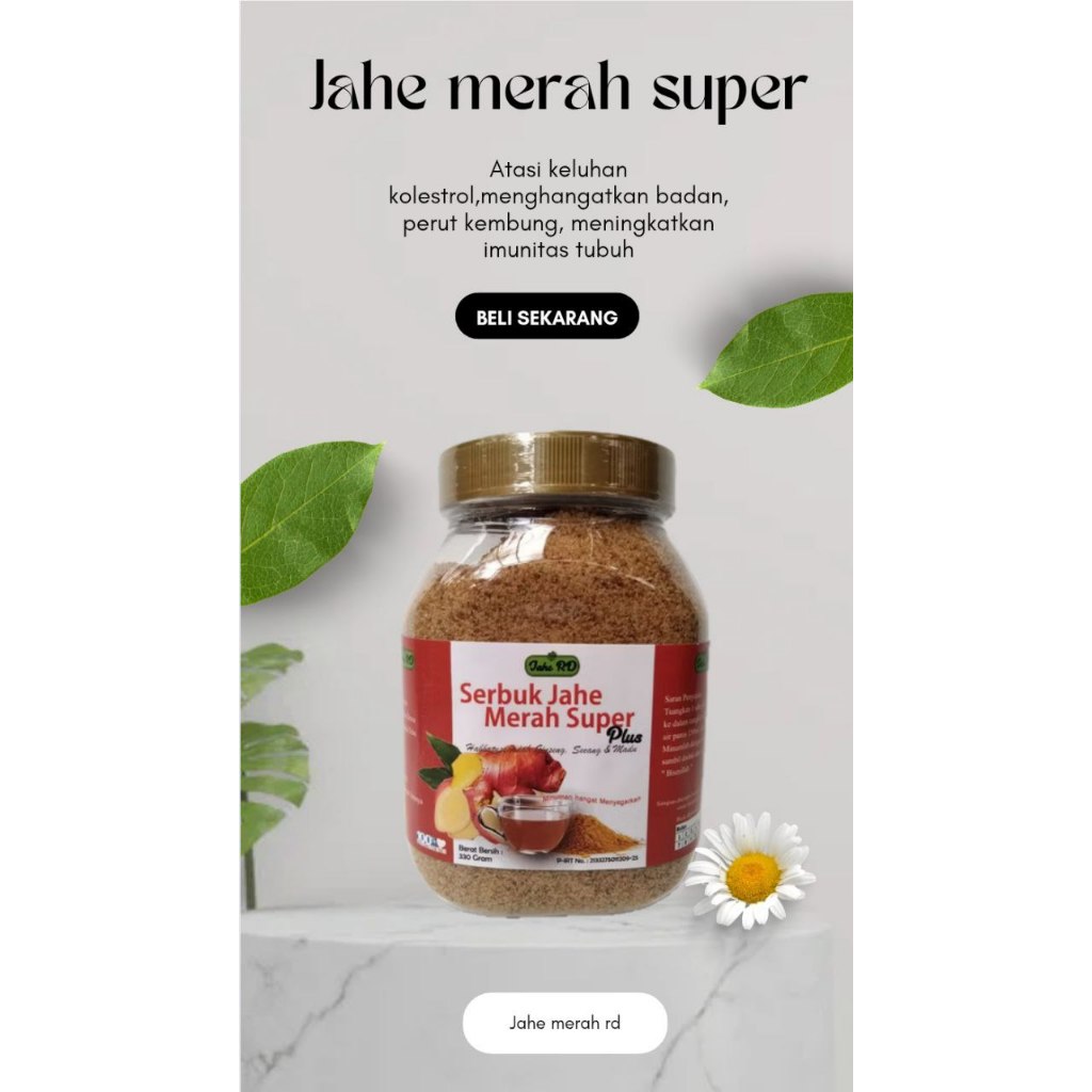 

Jahe RD Jahe Merah Super Bubuk Botol 330 Gram Plus Herbal Berkhasiat Serbu Jahe Merah Super Plus