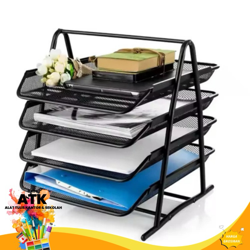 

V-Tec Mesh Letter Tray 4 Susun - Rak Surat Besi 4 Tingkat