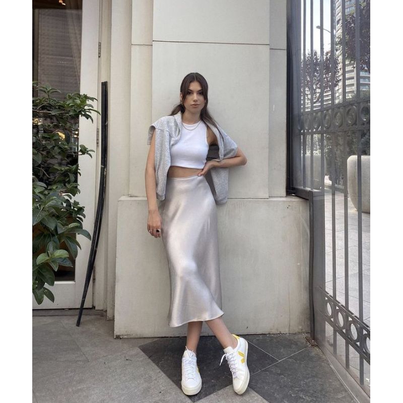 Rok Slip Skirt - Satin Slik (Premium) Free Scrunchies (Bisa request ukuran) (READY)