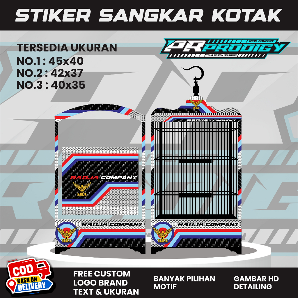 Stiker Decal Sangkar Burung / Sangkar Koper / Sangkar Kosan RADJA CAMPANY