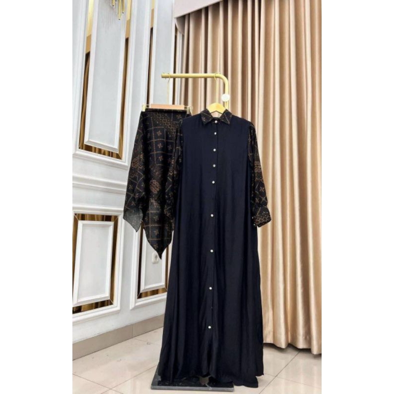 Gamis Remaja Kekinian, Gamis Kombinasi Twill, Gamis Terbaru