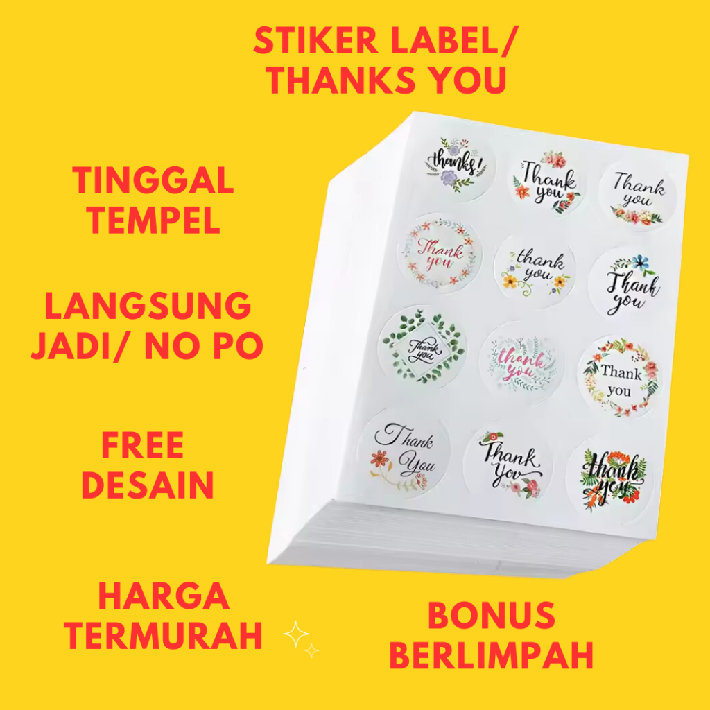 

CETAK STICKER CUSTOM THANKS YOU LOGO JUALAN MAKANAN | CETAK STICKER LABEL CUSTOM KEMASAN BRAND FREE DESIGN LANGSUNG JADI