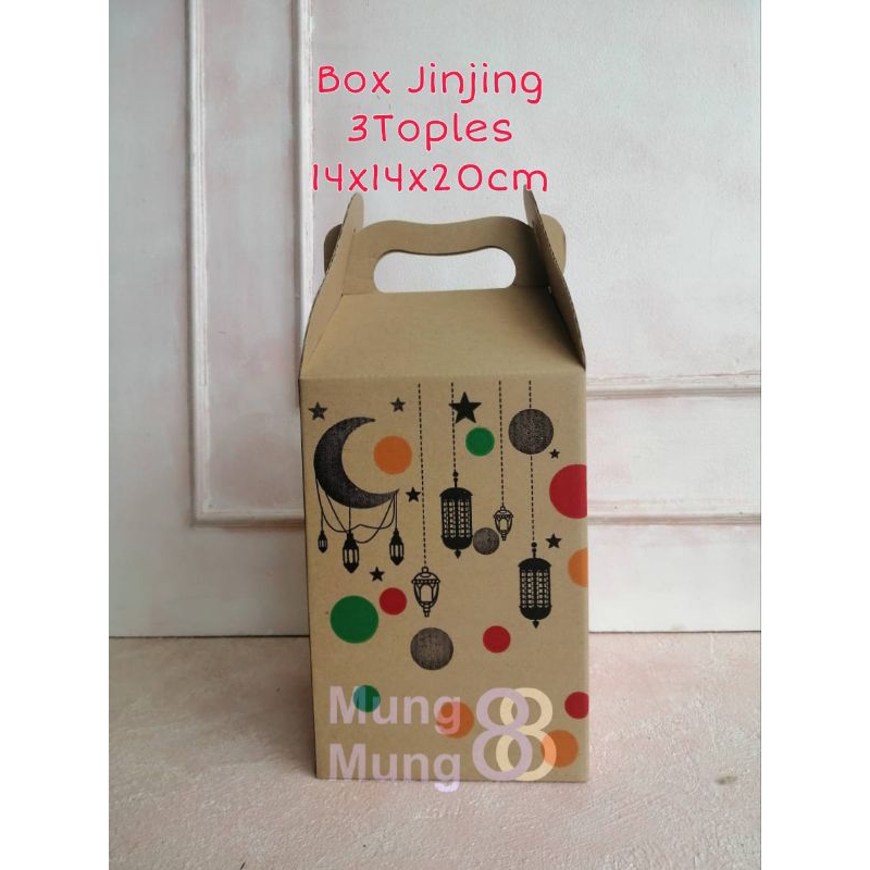 

Box Lebaran Idul Fitri E-FLUTE Isi 3 Toples/ Box Jinjing 3 Toples 14x14x20