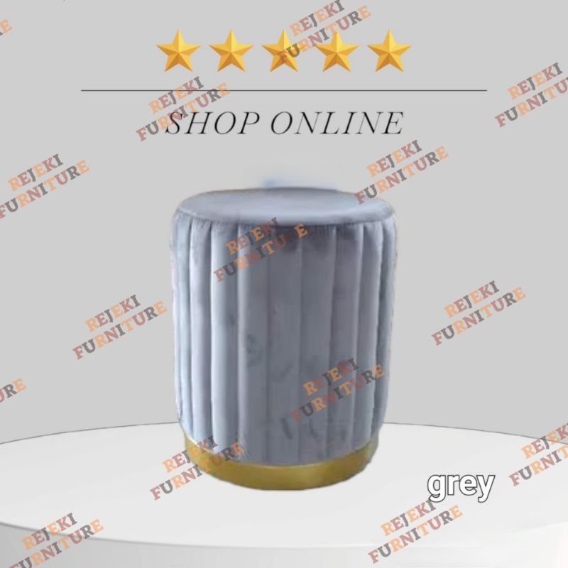 Stool bulat Gold Salur list gold & stainless gold