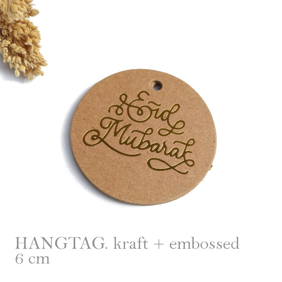 

5 Pcs Hangtag Hotprint Hampers Label Kado Eid Mubarak Material Kraft 350gr Diameter 6 Cm