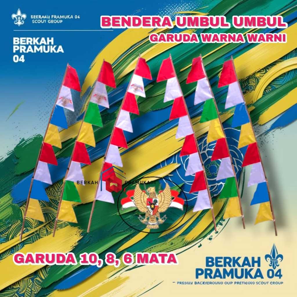 Umbul Umbul Siksak Garuda Merah Putih & Warna Warni | 6 8 10 Mata