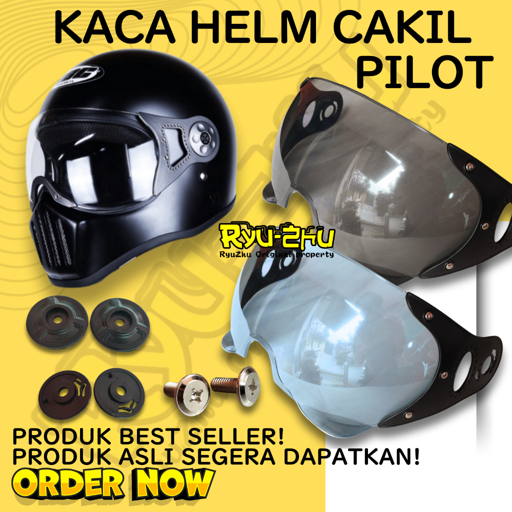 KACA HELM PILOT CAKIL RETRO KLASIK FULL FACE
