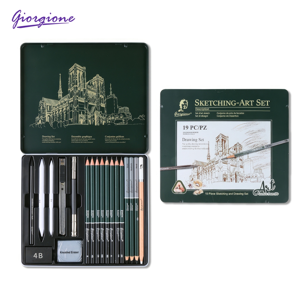 

Giorgione Set Kuas Sketsa Sketch Brush Set Profesional Pensil Arang Penghapus G-101008