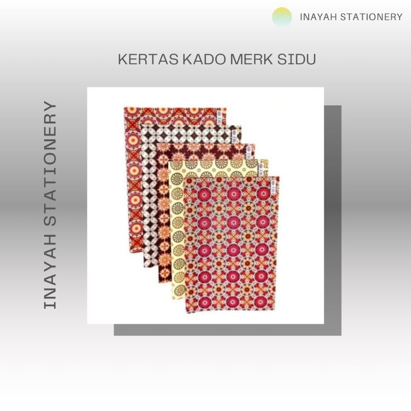 

KERTAS KADO MEREK SIDU/KERTAS PEMBUNGKUS KADO MEREK SIDU PAKET 10PCS Hadiah
