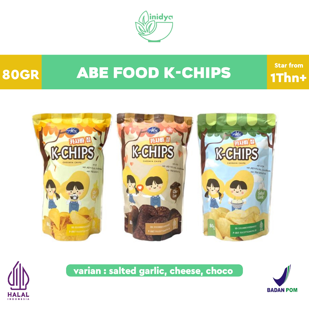 

Abefood K-Chips - Cassava Chips 80g - Snack Anak Cemilan Sehat Keripik Singkong Sehat Non Msg Cemilan Anak