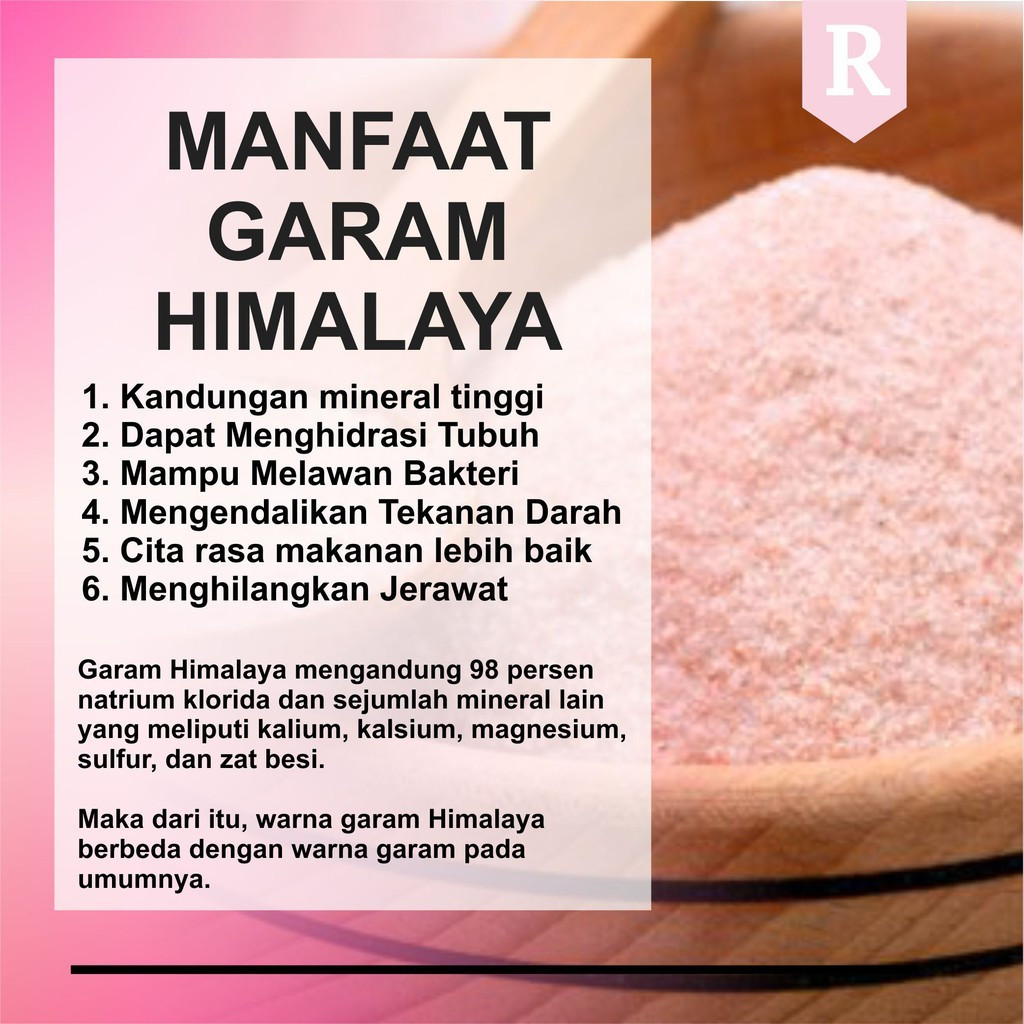 

Garam Himalaya 500gr mengandung antimikroba + Anti Dehidrasi dan daya tahan tubuh