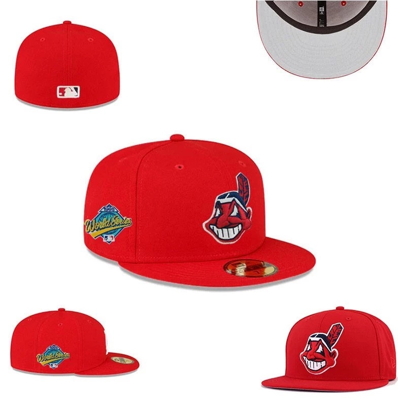 Topi Snapback Fitted Cleveland Indians World Series Red Merah Under Visor Grey Bordir Build Up Caps 