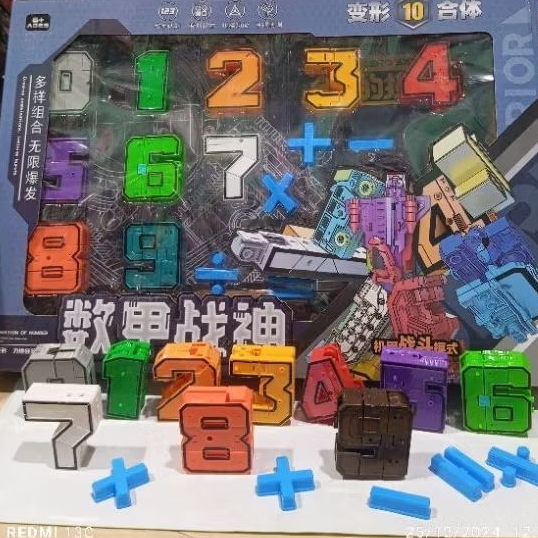 mainan robot angka 10 karakter angka 0 - 9 deformation of number robot
