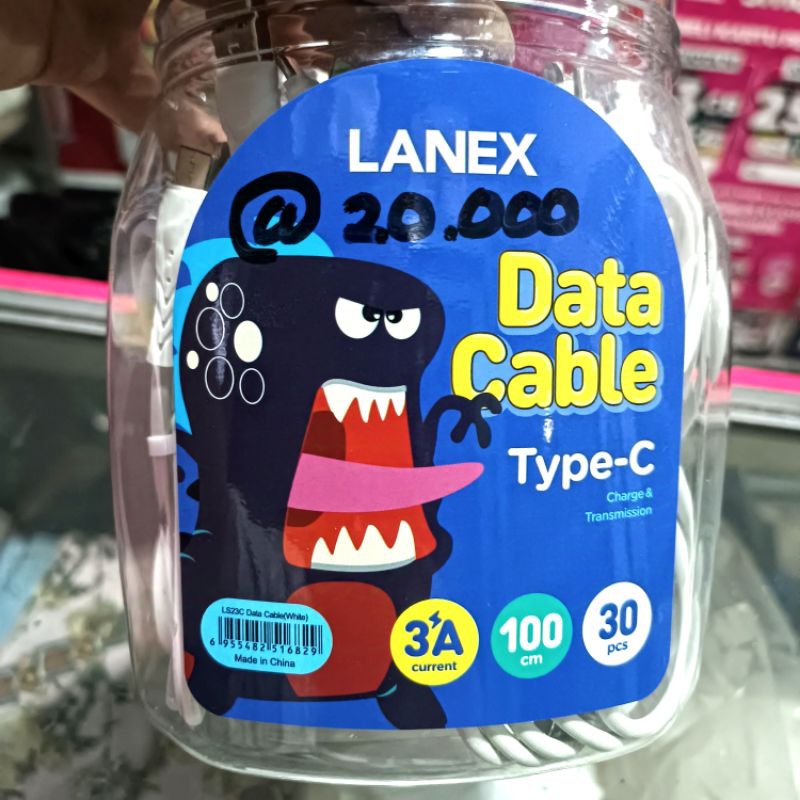 LANEX DATA CABLE TYPE C 3A PJG 1 METER | KABEL CHARGER TYPE C COCOK UNTUK SEMUA HP | CHARGER USB TO 