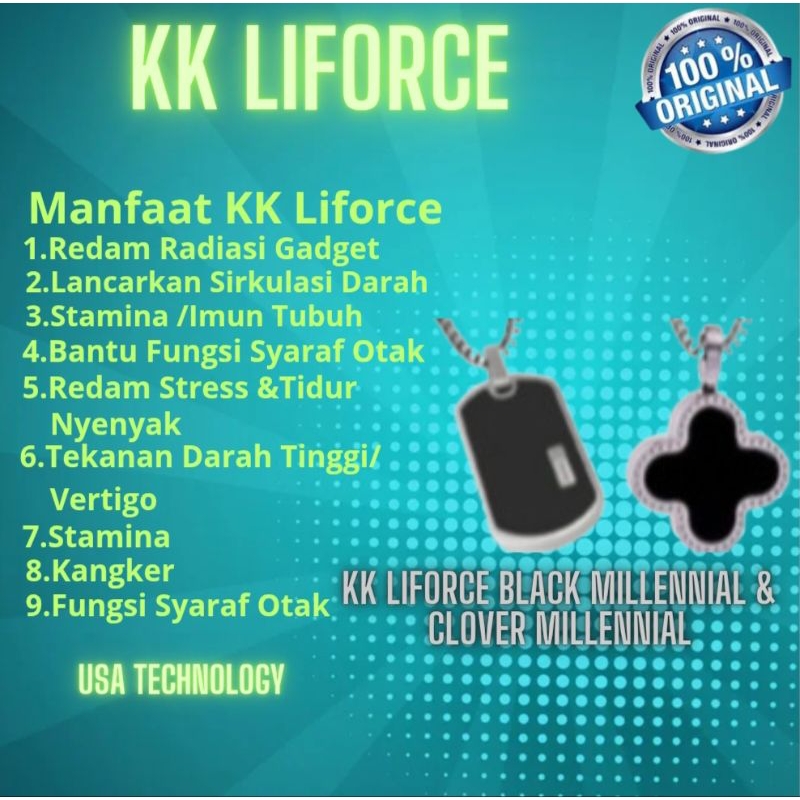 KALUNG ANTI RADIASI KK LIFORCE BLACK MILLENIAL & CLOVER MILLENIAL