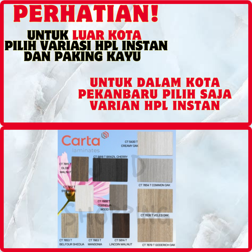 (LUAR KOTA WAJIB PALLET KAYU) HPL CARTA WOODGRAIN CT 5430/7854/38/79/53/63/15/5614/5818/7868/7812 T