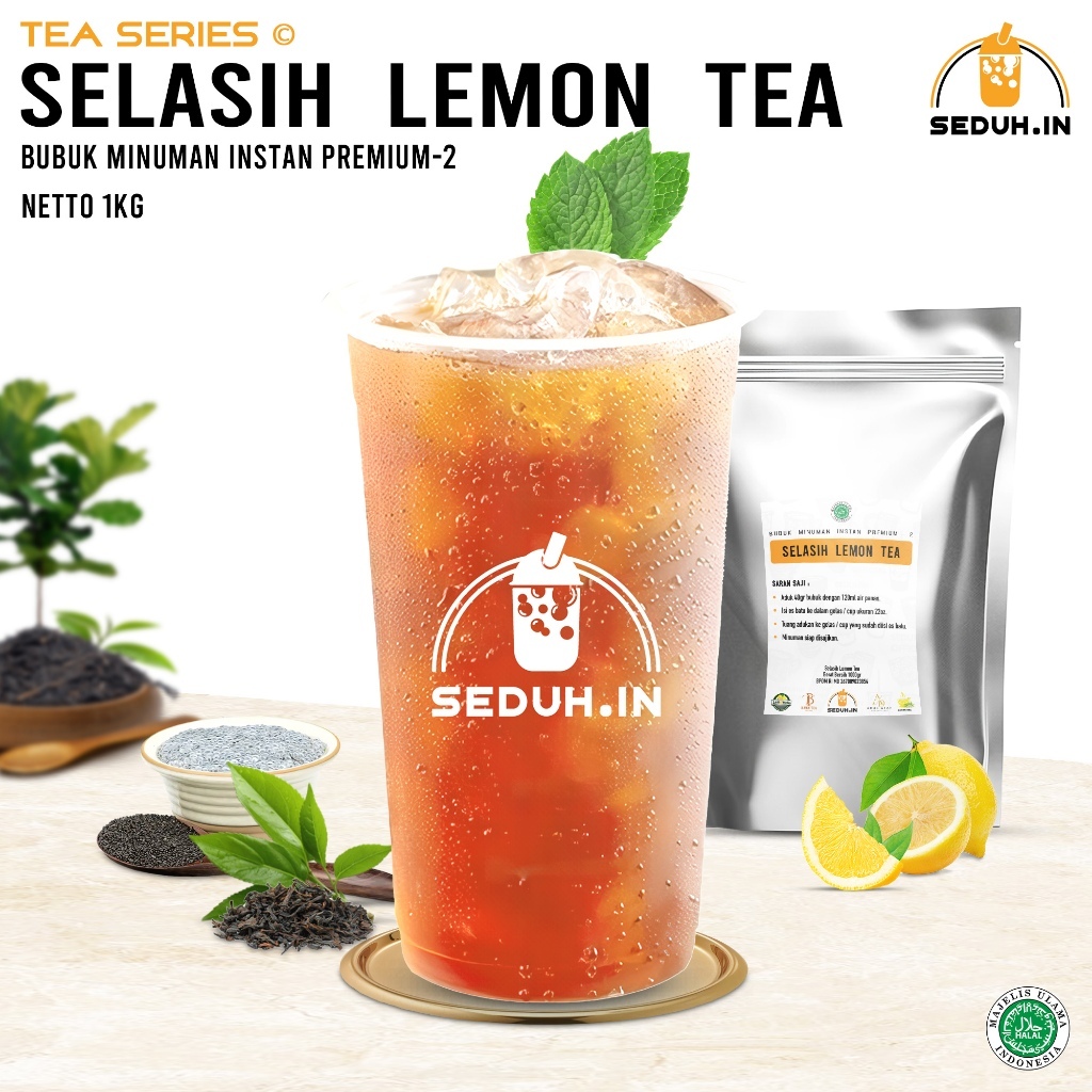 

Lemon Tea + Topping Selasih 1KG /Bubuk ,Minuman Premium