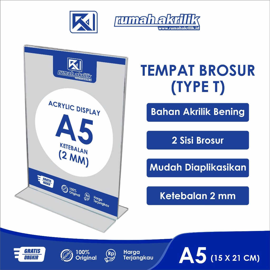 

(RUMAH AKRILIK) TEMPAT BROSUR AKRILIK UKURAN A5 - 2 SISI BENING / POTRAIT - LANDSCAPE TEBAL 2 MM / TENT HOLDER / TENT CARD STAND AKRILIK / BROCHURE HOLDER ACRYLIC / TEMPAT BROSUR AKRILIK / RAK BROSUR AKRILIK / DISPLAY MENU MEJA / ACRYLIC FLYER HOLDER