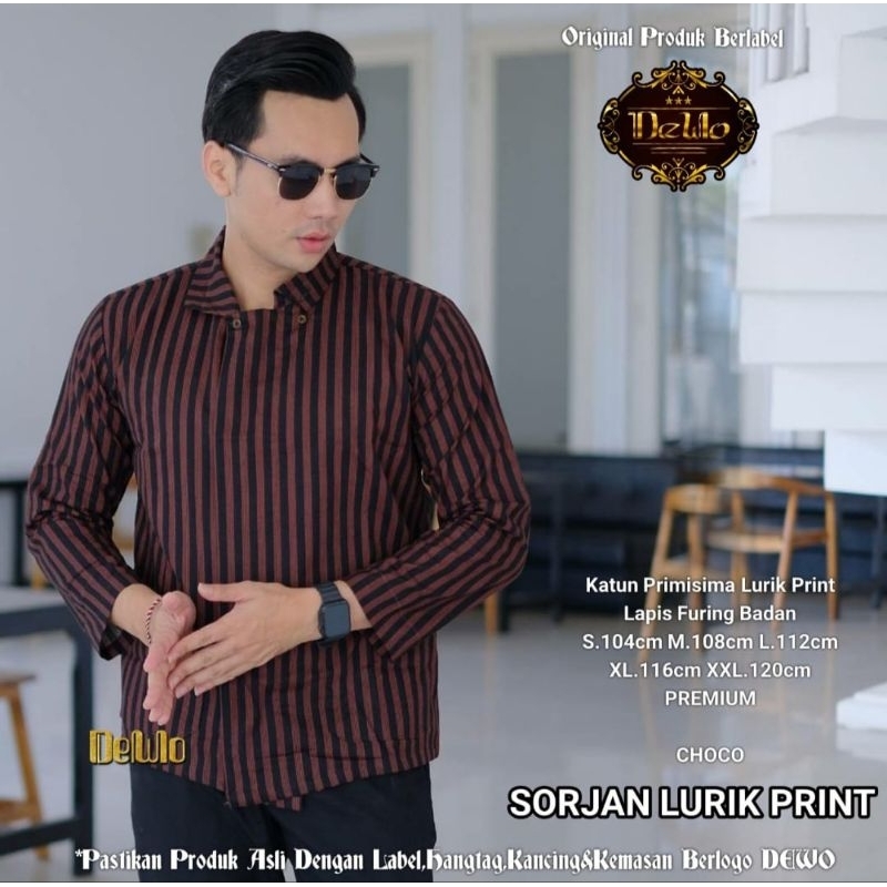 Sorjan Kemko Kemeja Batik Lurik Pria Lengan Panjang Premium Lapis Furing