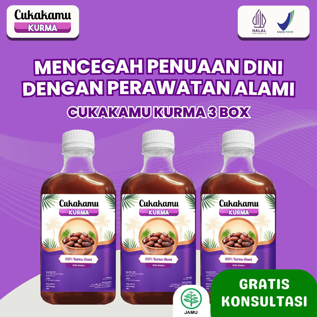 

CUKAKAMU Cuka Kurma Mencerahkan Wajah Putih Bersih Flek Hitam & Kerutan Hilang - 3 Botol