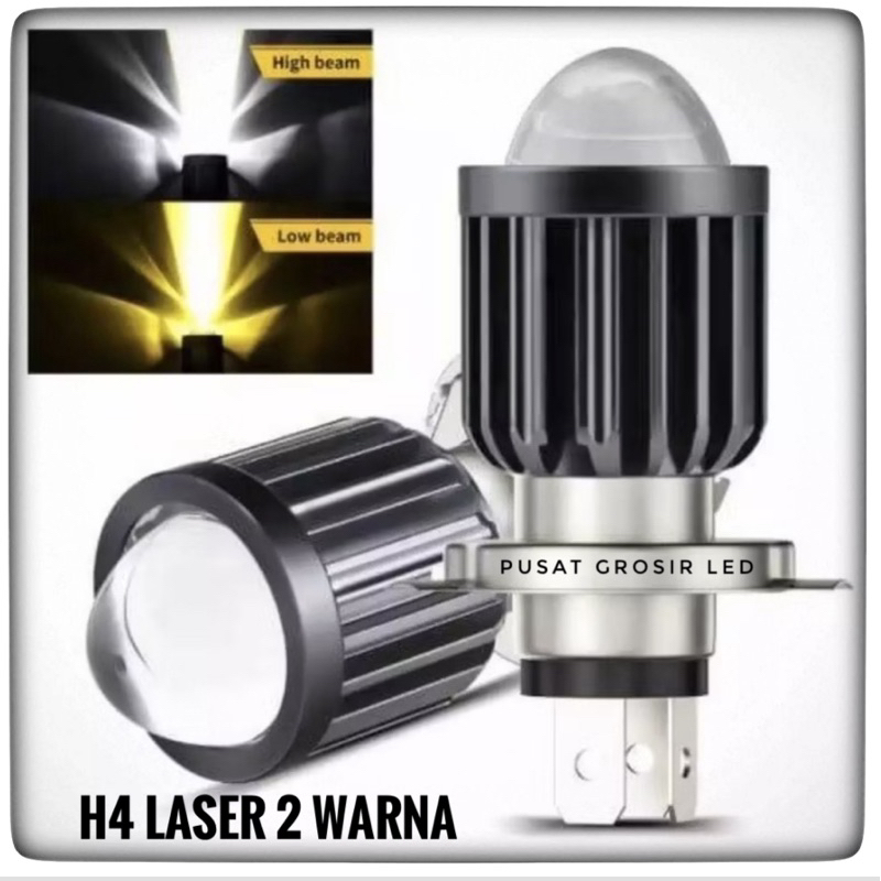 Lampu Led H4 Laser 12v-24v 2 Warna Putih Kuning
