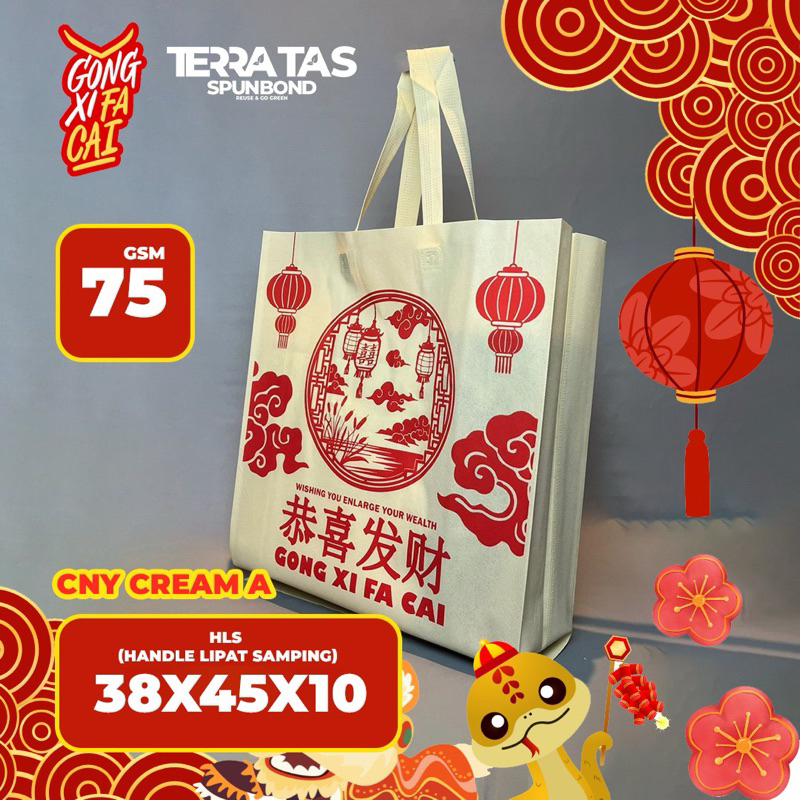 

Special Edition Chinese New Year Imlek Tahun Ular Goodie Bag Tas Kain Handle Lipat Samping 75 GSM 38x45x10