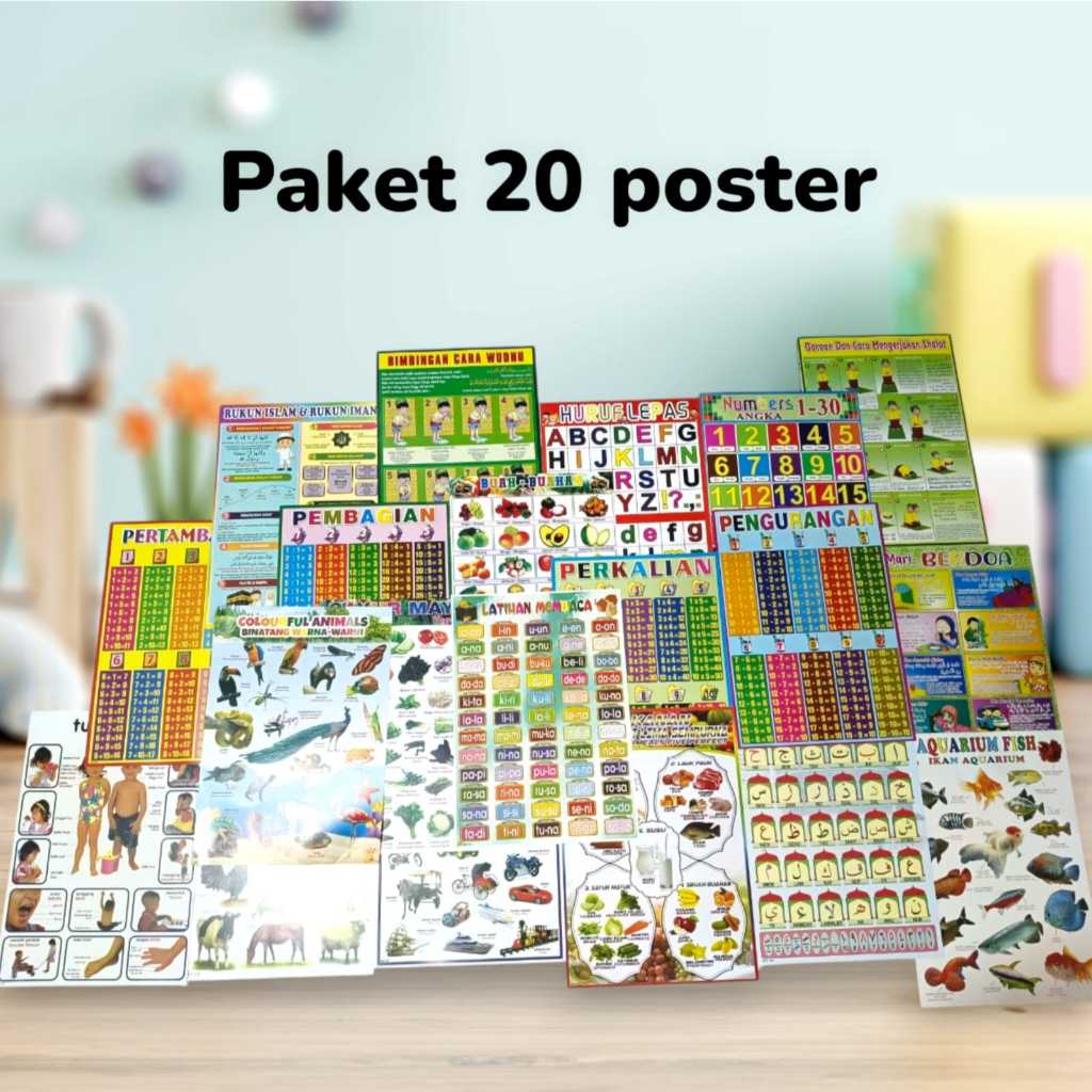 Paket Hemat 20 Poster Edukasi Anak Terlengkap Harga Grosir TERMURAH 