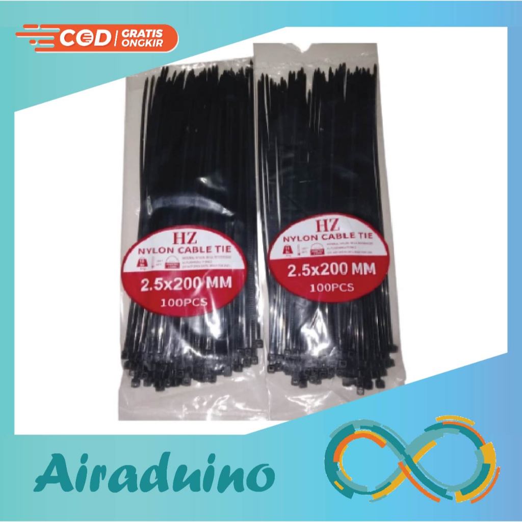 

Kabel TIE 2.5x200mm Warna Hitam 100pcs Nylon Cable Tie Ties