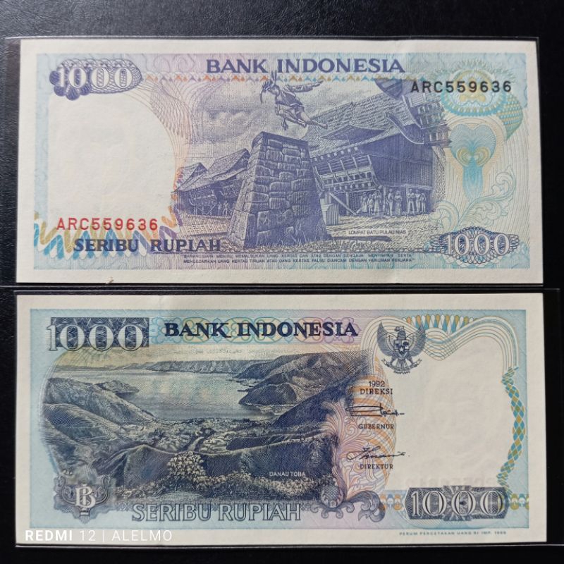 uang kertas kuno indonesia tahun 1992 gres mulus asli